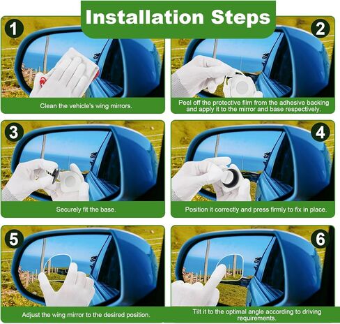 2 Pcs Car Blind Spot Mirror Fan Shaped 360° Rotating Wide Angle Side Mirror Adjustable Frameless Car Blindspot Mirror Blind Spot Mirrors for Larger Image and Traffic Safety in Saudi Arabia