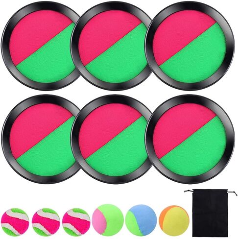 مجموعة من 3 ألعاب رمي الكرة والتقاطها من كورابي مع حقيبة تخزين للرياضة والشاطئ والحفلات، 6 مجاديف و6 كرات، أسود in Kuwait