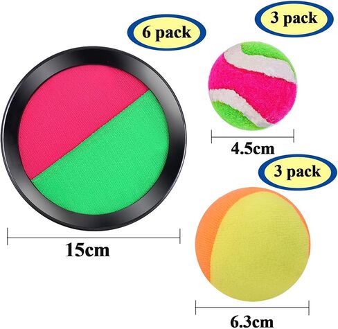مجموعة من 3 ألعاب رمي الكرة والتقاطها من كورابي مع حقيبة تخزين للرياضة والشاطئ والحفلات، 6 مجاديف و6 كرات، أسود in Kuwait