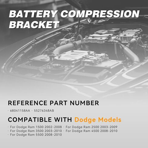 Battery Tray Hold Down Bracket Compatible with 2002-2010 Dodge Ram 1500 2500 3500 4500 5500, Replaces # 68041158AA, 55276348AB in Kuwait