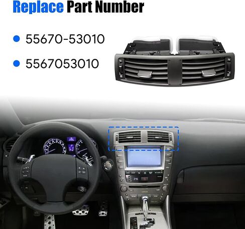 55670-53010 Center Dash Air Vent Panel Instrument AC Heater Fit for Toyota Lexus IS250 IS350 IS F 2006 2007 2008 2009 Dashboard Air Conditioning Outlet With Hand Wheels Replace 5567053010 in Saudi Arabia