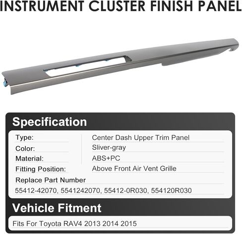 Center Instrument Dash Cluster Finish Panel Upper Trim Panel Dashboard Bezel Trim Molding Cover Passenger Side Compatible with Toyota RAV4 2013 2014 2015 in Saudi Arabia