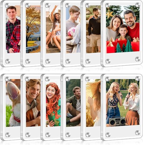12 حزمة من الإطار المغناطيسي للثلاجة من الأكريليك، (2.36 × 3.54 بوصة) إطارات مغناطيسية للصور مزدوجة الجوانب للثلاجة، إطار عرض صورة شفاف مع قطعة قماش لبولارويد، Fujifilm Instax Mini (12 قطعة) in Kuwait