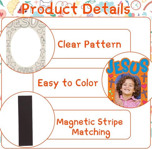 Amyhill 12 Pcs Color Your Own Jesus Loves Me Magnets Frame Craft Set Wooden DIY Jesus Loves Me Magnet Frame Craft for Christian VBS Religious Bible Creative Activity 7.09 x 5.51 Inches in Saudi Arabia