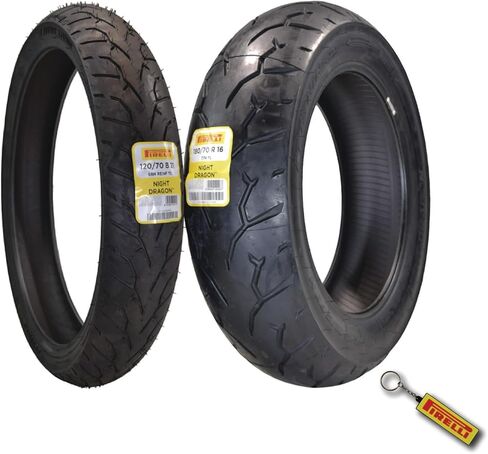 Pirelli Night Dragon 120/70B21 M/C 68H REINFTL Cruiser Motorcycle Front Tire - Superior Traction & Handling for High-Performance Cruisers w/Keychain (120/70B21 180/55B18) in Saudi Arabia