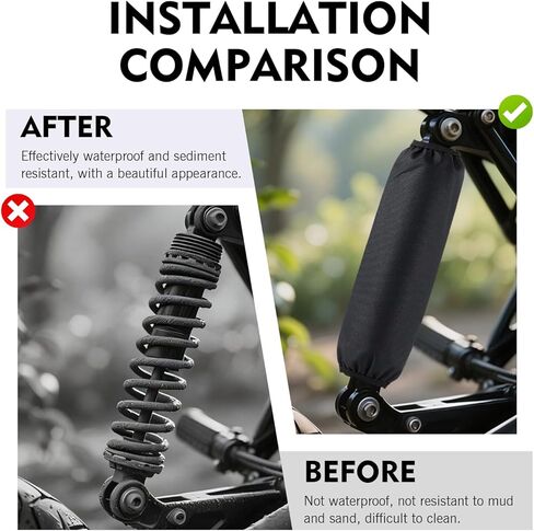 2 PCS Motorcycle Shock Covers, Waterproof Scratch-resistant Elastic Nylon Coilover Covers, 350mm Shock Covers Suspension Protector, Fit for Most Motorcycles, E-bikes (Black) in Saudi Arabia