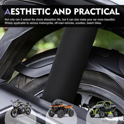 2 PCS Motorcycle Shock Covers, Waterproof Scratch-resistant Elastic Nylon Coilover Covers, 350mm Shock Covers Suspension Protector, Fit for Most Motorcycles, E-bikes (Black) in Saudi Arabia