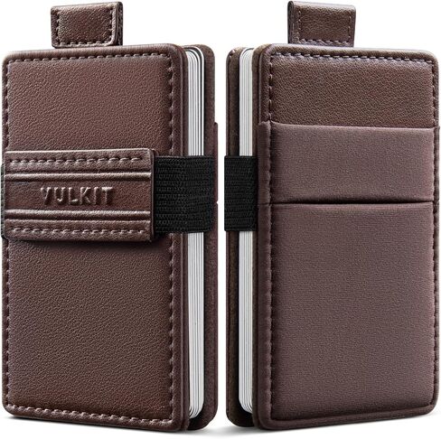 VULKIT Minimalist Slim Wallet for Men RFID Blocking, Pull Tab Quick Access, Leather Cash & Card Holder, Black in Saudi Arabia