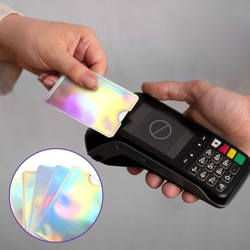 RFID Blocking Sleeves, RFID Identity Card Protector Credit Card Protector Set 10 Regular + 5 Laser Color Easily Into Your Wallet (15) in Saudi Arabia