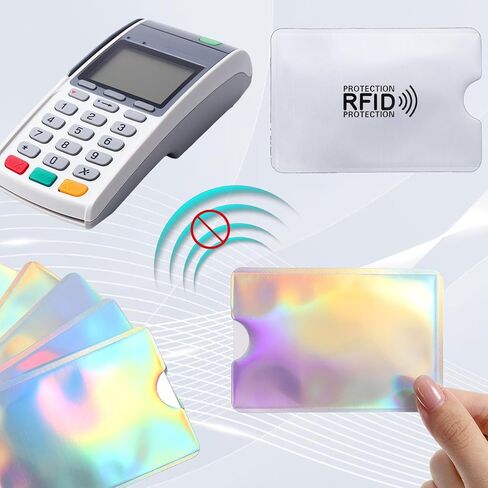 RFID Blocking Sleeves, RFID Identity Card Protector Credit Card Protector Set 10 Regular + 5 Laser Color Easily Into Your Wallet (15) in Saudi Arabia