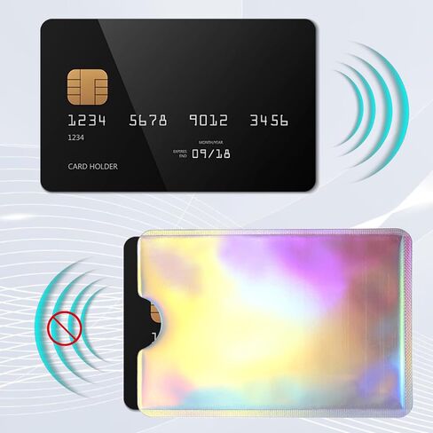 RFID Blocking Sleeves, RFID Identity Card Protector Credit Card Protector Set 10 Regular + 5 Laser Color Easily Into Your Wallet (15) in Saudi Arabia