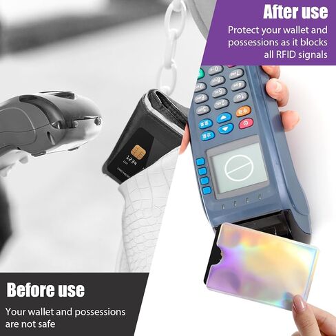 RFID Blocking Sleeves, RFID Identity Card Protector Credit Card Protector Set 10 Regular + 5 Laser Color Easily Into Your Wallet (15) in Saudi Arabia