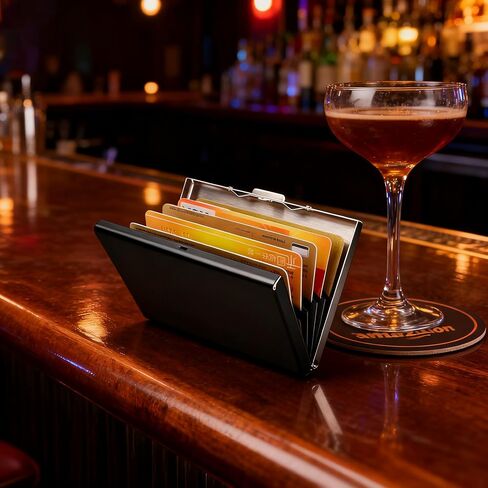 Metal Card Holder Wallet for Men & Women, Ultra Thin Stainless Steel RFID Blocking Credit Card Holder, Minimalist 6-Slot Front Pocket Wallet in Saudi Arabia