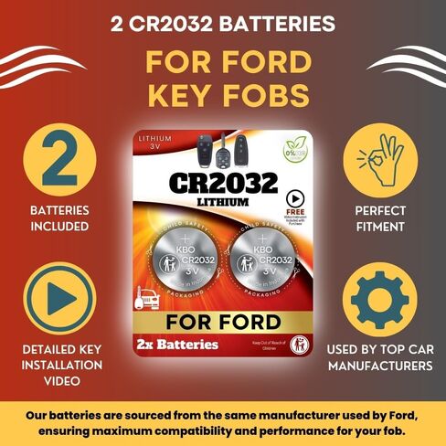 Key Fob Battery for Ford, for Mazda, and for Lincoln CR2032 (2-Pack) - for Explorer, F150, Ranger, Fusion, Expedition, Excursion, Town Car and More - Replacement Remote Key Battery in Saudi Arabia