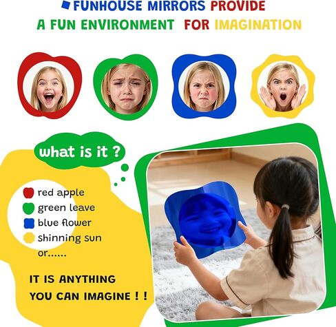 4 قطع مرآة حائط حسية من الأكريليك مرآة فقاعية لتزيين الحائط للأطفال في الفصول الدراسية ورياض الأطفال وغرفة العلوم الحسية ومساحة تخفيف الضغط (10 × 10 بوصة، أحمر، أصفر، أخضر، أزرق) in Kuwait