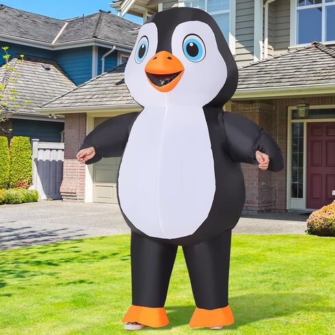 GOOSH Inflatable Penguin Costume 72IN Air Blow up Funny Costume Suit Full Body Set for Adult for Halloween Cosplay Party in Saudi Arabia
