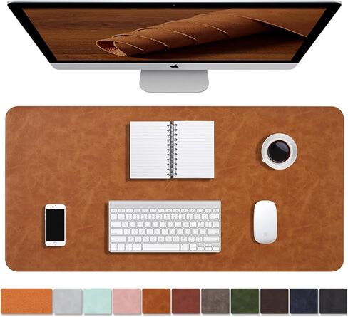 Distressed Leather Desk Mat - Non-Slip PU Leather Desk Pad Protector - Large Waterproof Mouse Pad Computer Keyboard Desk Mat Desk Accessories for Office & Home (Brown, 36"x 17") in Saudi Arabia
