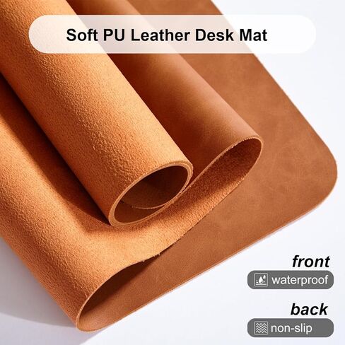 Distressed Leather Desk Mat - Non-Slip PU Leather Desk Pad Protector - Large Waterproof Mouse Pad Computer Keyboard Desk Mat Desk Accessories for Office & Home (Brown, 36"x 17") in Saudi Arabia