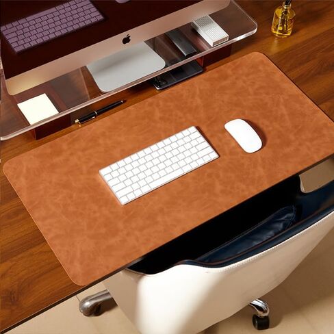 Distressed Leather Desk Mat - Non-Slip PU Leather Desk Pad Protector - Large Waterproof Mouse Pad Computer Keyboard Desk Mat Desk Accessories for Office & Home (Brown, 36"x 17") in Saudi Arabia