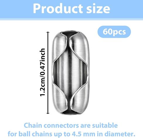 TIESOME 60 Pcs Bead Chain Connectors, Stainless Steel Roller Blind Chains Connector Clips for 4/4.5mm Ball Chain, Replacement Beaded Pull Chains Link for Vertical Blinds and Curtain Repair in Saudi Arabia