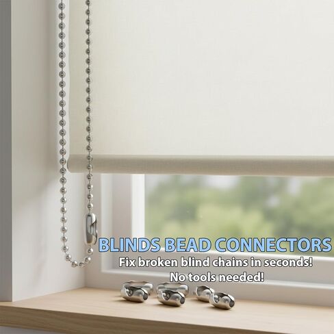TIESOME 60 Pcs Bead Chain Connectors, Stainless Steel Roller Blind Chains Connector Clips for 4/4.5mm Ball Chain, Replacement Beaded Pull Chains Link for Vertical Blinds and Curtain Repair in Saudi Arabia