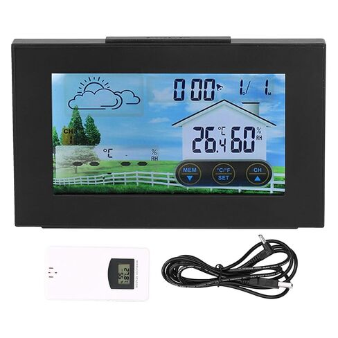 Weather Clock Digital Color Touch Screen Backlight Indoor Outdoor Thermometer Hygrometer Weather Forecast Station with Alarm Moon Phase Display for Home Office Desktop Wall Mount in Saudi Arabia