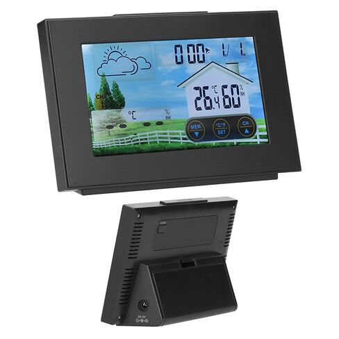 Weather Clock Digital Color Touch Screen Backlight Indoor Outdoor Thermometer Hygrometer Weather Forecast Station with Alarm Moon Phase Display for Home Office Desktop Wall Mount in Saudi Arabia