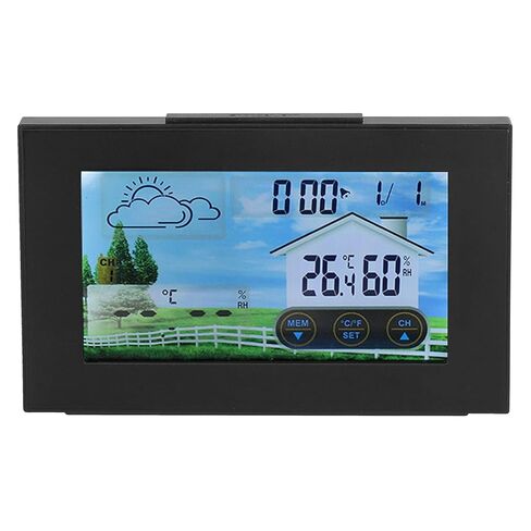 Weather Clock Digital Color Touch Screen Backlight Indoor Outdoor Thermometer Hygrometer Weather Forecast Station with Alarm Moon Phase Display for Home Office Desktop Wall Mount in Saudi Arabia