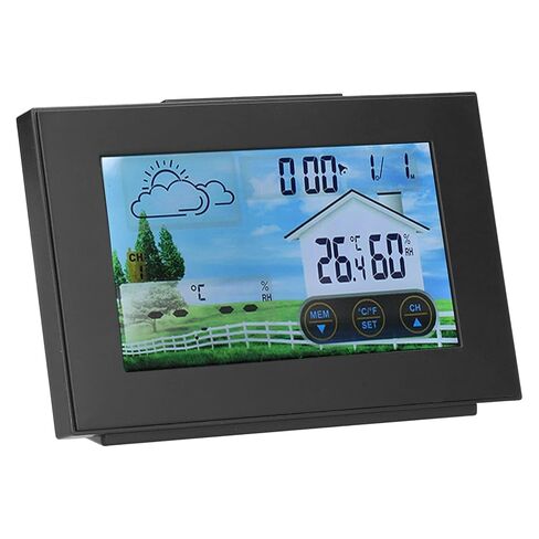 Weather Clock Digital Color Touch Screen Backlight Indoor Outdoor Thermometer Hygrometer Weather Forecast Station with Alarm Moon Phase Display for Home Office Desktop Wall Mount in Saudi Arabia