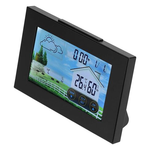 Weather Clock Digital Color Touch Screen Backlight Indoor Outdoor Thermometer Hygrometer Weather Forecast Station with Alarm Moon Phase Display for Home Office Desktop Wall Mount in Saudi Arabia