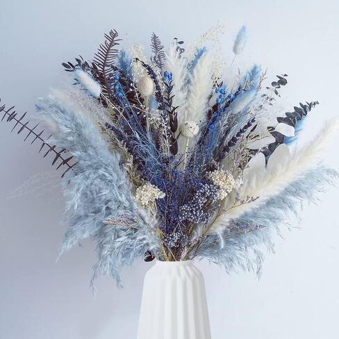 باقة عشب بامباس طبيعية مجففة (بدون مزهرية)، زهور مجففة عشب بامباس ديكور للمزهرية، عشب بامباس أزرق ديكور منزلي قطعة مركزية للطاولة، تشكيلة زهور مجففة لهدايا تزيين المنزل والزفاف in Kuwait