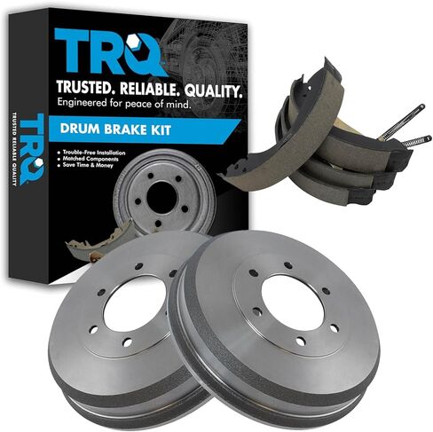 TRQ Brake Drum & Shoe Rear LH Left RH Right Kit Compatible with Ford E250 E350 F250 F350 in Kuwait