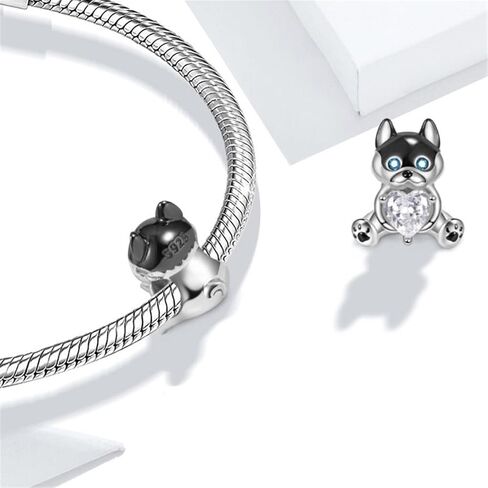 GNOCE Husky Puppy Charms Bead Cute Bee Avocado Turtle تعانق قلب الأحجار الكريمة سحر لسوار المرأة وقلادة هدايا فريدة لعيد الأم للنساء (جرو أجش) in Kuwait