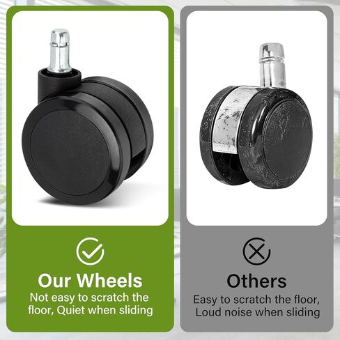 عجلات سجاد مقاس 2.5 بوصة متوافقة مع هيرمان ميلر، مناسبة لكراسي المكتب Aeron وEmbody وMirra وSAYL وSetu (مجموعة من 5، أسود) in Kuwait