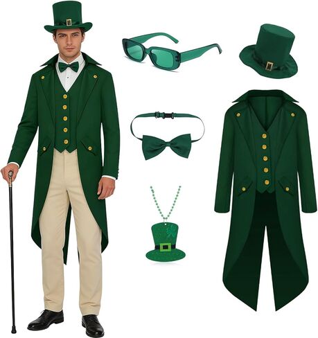 St Patrick's Day Costume 5Pcs Lepre/au/n Costume Men's Irish Sharoc/k Accessories for Adult in Saudi Arabia