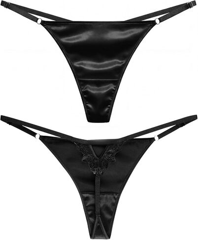 22 Momme 100% Mulberry Silk Thongs for Women, Side Adjustable G-String Panties, Sexy Shiny One-Piece T-back in Saudi Arabia
