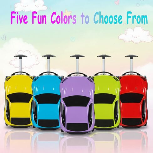 حقيبة سيارة للأولاد مقاس 18 بوصة، حقيبة سحب للأطفال، تصميم سيارة كرتونية للأطفال مع مقبض قابل للسحب للأطفال المراهقين in Kuwait
