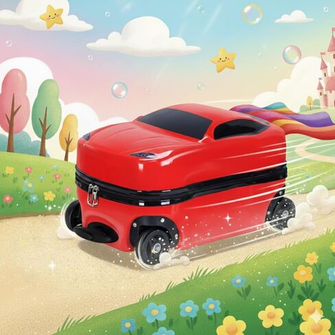 حقيبة سيارة للأولاد مقاس 18 بوصة، حقيبة سحب للأطفال، تصميم سيارة كرتونية للأطفال مع مقبض قابل للسحب للأطفال المراهقين in Kuwait