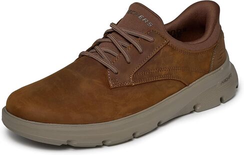 حذاء Skechers الرجالي USA Arch Fit Garza - حذاء Langston بمقدمة مستديرة من الجلد والدانتيل المطاطي سهل الارتداء in Saudi Arabia