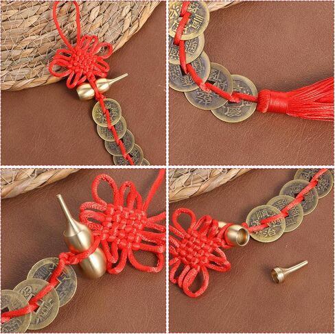 2PCS Chinese Knot Tassel, Feng Shui Good Luck Charms, Metal Gourd with 5 Coins Good Luck Gifts, Bring Wealth, Health and Peaceful for Cars, Furniture, Bags, Homes, and Offices in Saudi Arabia