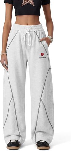 Aelfric Eden Sweatpants Stitch Baggy Barrel Pants Loose Wide Leg Casual Elastic Drawstring Trousers Unisex in Saudi Arabia