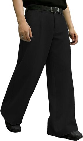 Susclude Mens Baggy Linen Pants Wide Leg Oversized Pleated Dress Slacks Casual Loose Fit Y2k Street Stylish Trousers in Saudi Arabia