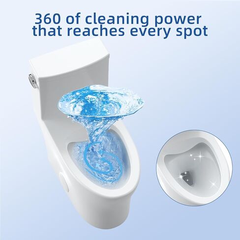 Elongated One Piece Toilet with Dual Flush Top Buttons, 1.1/1.6 GPF, Comfortable Seat Height, Powerful and Quiet Flush, Modern White Bathroom Toilet in Saudi Arabia