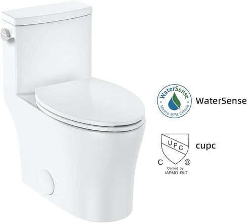 Elongated One Piece Toilet with Dual Flush Top Buttons, 1.1/1.6 GPF, Comfortable Seat Height, Powerful and Quiet Flush, Modern White Bathroom Toilet in Saudi Arabia