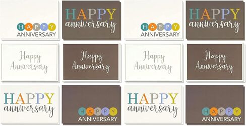 Juvale 36 Pack Happy Anniversary Cards with Envelopes for Work, Wedding, Employees, 6 Designs (Blank Inside, 4x6 In) in Saudi Arabia