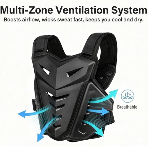 سترة واقية للجسم خفيفة الوزن درع الصدر للدراجات النارية، حماية خلفية للرجال قابلة للتعديل لحماية دائمة من الصدمات في موتوكروس، ركوب الدراجات النارية على الطرق، التزلج وغيرها من الرياضات in Kuwait