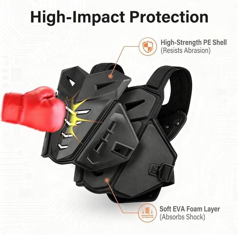 سترة واقية للجسم خفيفة الوزن درع الصدر للدراجات النارية، حماية خلفية للرجال قابلة للتعديل لحماية دائمة من الصدمات في موتوكروس، ركوب الدراجات النارية على الطرق، التزلج وغيرها من الرياضات in Kuwait