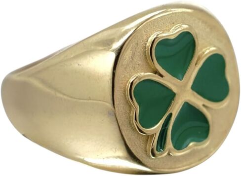 Mens Womes Gold Plated Irish 4 Four Leaf Clover Shamrock Ring Size 8 Male Jewelry Accessories Streetwear Modern Fashion for Everyday Use Special Occasions in Saudi Arabia
