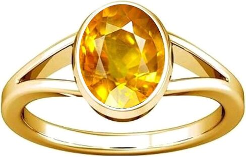 Divya Shakti 3.25-3.50 Carat Yellow Sapphire Pukhraj Gemstone Energized Panchdhatu Ring For Men & Women in Saudi Arabia