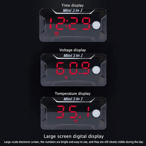 Electronic Clock 3 in 1 Motorcycle Electronic Clock Thermometer Voltmeter Watch Display Motorbike Accessories Outdoor Thermometer Clock in Saudi Arabia